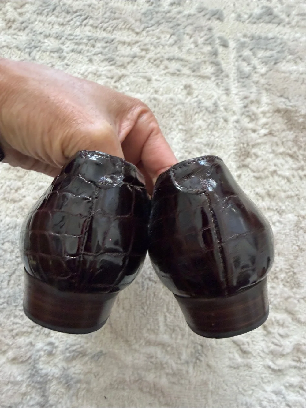 Beautiful Bally worn once  dark brown  Croc-Embossed Leather Loafers- impeccable